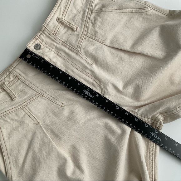 Free People We The Free Mom Jeans Sz 31 Ivory Retro Frayed Hem Pleated High Rise - Picture 4 of 12